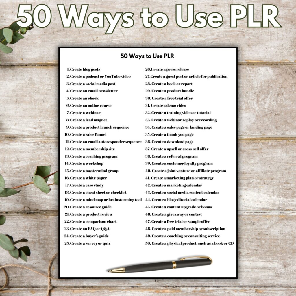 50 Ways to Use PLR to make money